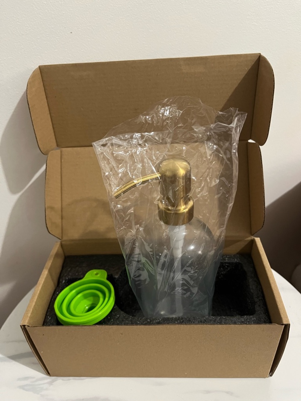 Set of 2 Clear 16 oz Glass Hand Dish Soap Dispenser Bottle with Gold Pump